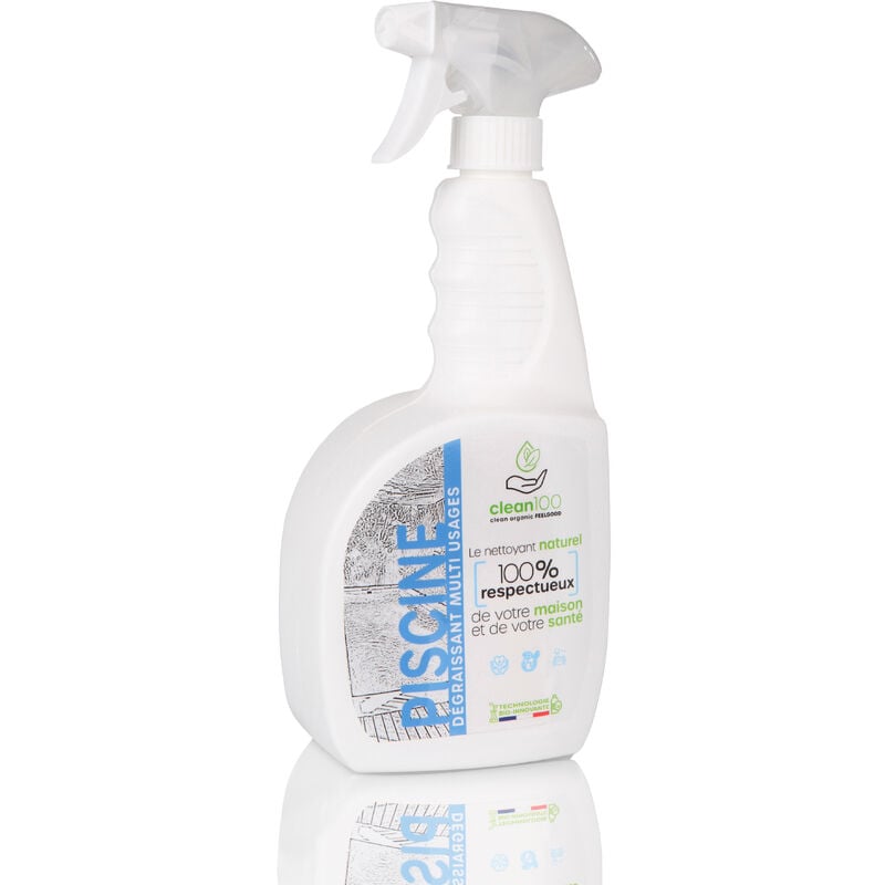 Clean 100 - nettoyant liquide spécial piscine - sprayer - 750ML - Ecologique et Hypoallergénique - Salissures et Traces - Tous Revêtements