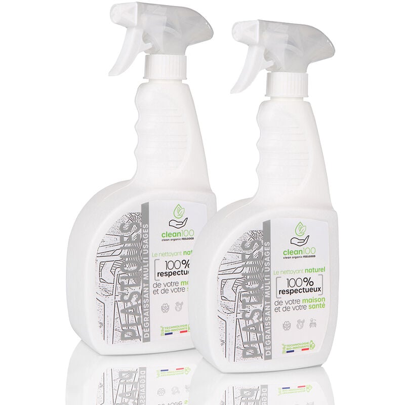 Clean 100 - nettoyant liquide spécial plastique - sprayer - 750ML - Ecologique et Hypoallergénique - Volets, Stores pvc, Jouets d'Enfants - X2