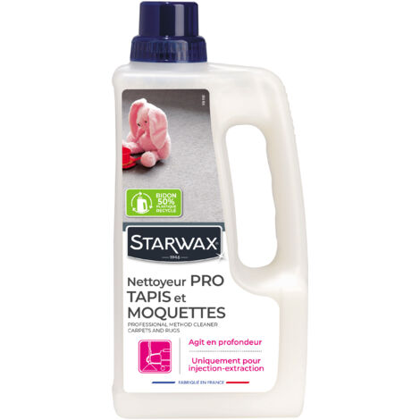 Starwax – Shampooing pro machine assainissant acariens 1L – Nettoyant pour tapis et moquettes – Compatible machines injection/extraction