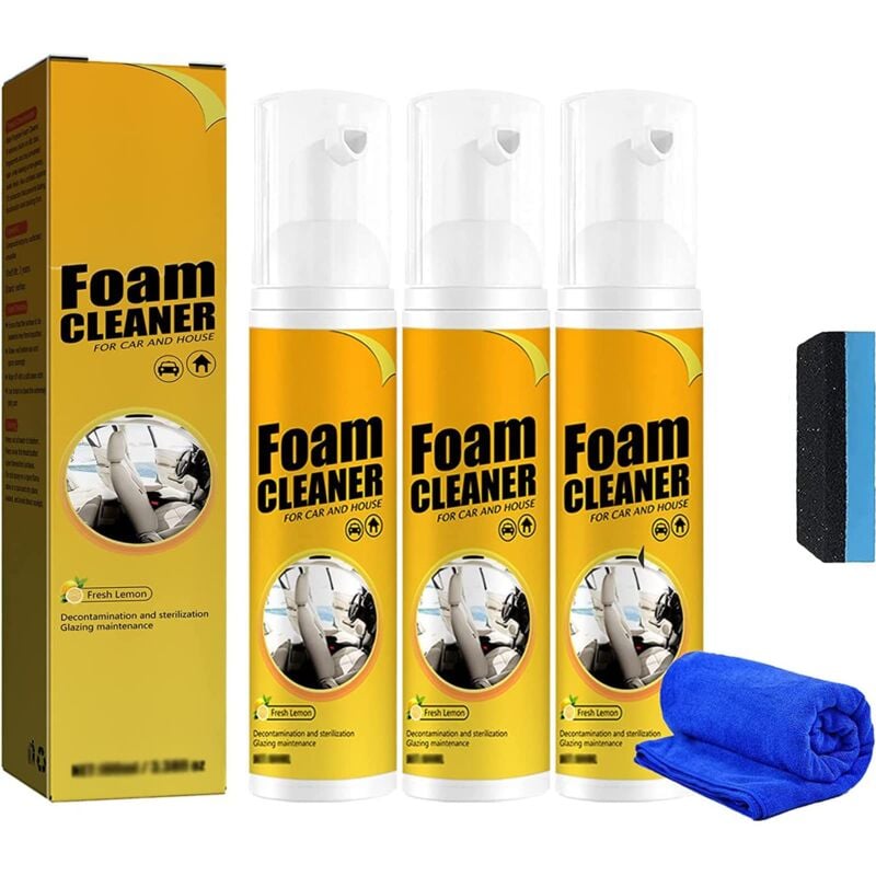 Litzee - Nettoyant moussant multifonctionnel pour voiture (100ML, 3 pièces)