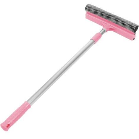 Nettoyant multi-usages pour vitres, carrelage et pare-brise de voiture, manche télescopique réglable et détachable (rose)