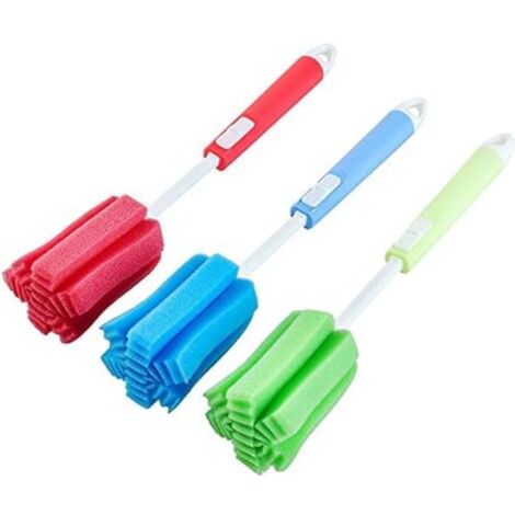 Nettoyant pour cafetière avec manche télescopique et éponges à récurer (3 pièces, couleurs assorties)