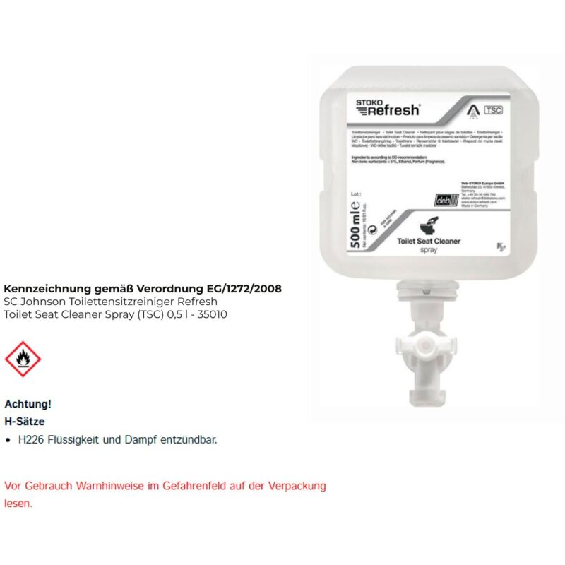 Sc Johnson Nettoyant pour siège de toilette Refresh Toilet Seat Cleaner Spray (tsc) 0,5 l - 35010