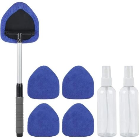 Nettoyant pour Pare-Brise de Voiture, Brosse de Nettoyage,Brosse de Lavage Voiture Rotation à 180° Extensible Manche avec 5 Tampons