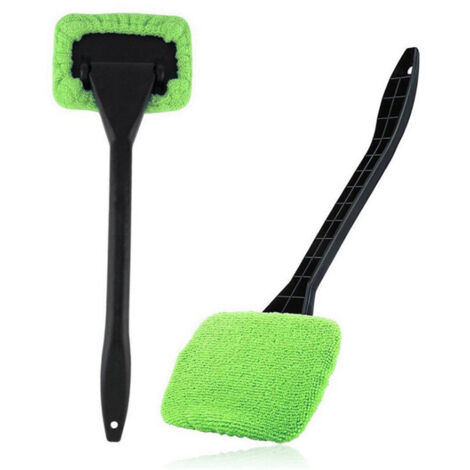Nettoyant pour Pare-Brise, Kit Brosse Nettoyage Voiture, 2 Tampons en Microfibre, Nettoyage de Pare-Brise avec Poignée Télescopique Kit d'Essuie-Glace Intérieur Automatique, Vert