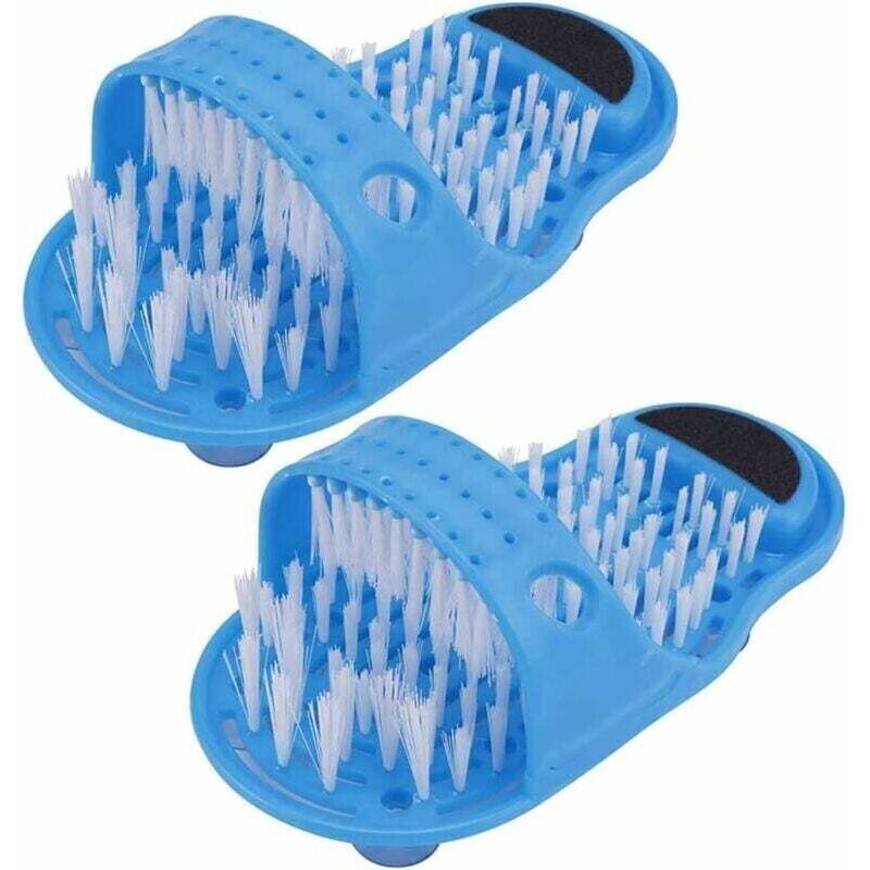 Nettoyant pour pieds de douche, jour et 2 pièces brosse pour pieds de douche masseur de pieds de salle de bain nettoyeur de pantoufles avec ventouses
