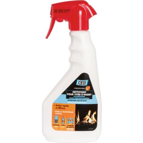 GEB – Pulvérisateur nettoyant vitres 500ml – Élimine suies et goudrons – Pour poêles et inserts – Bouchon sécurité enfant