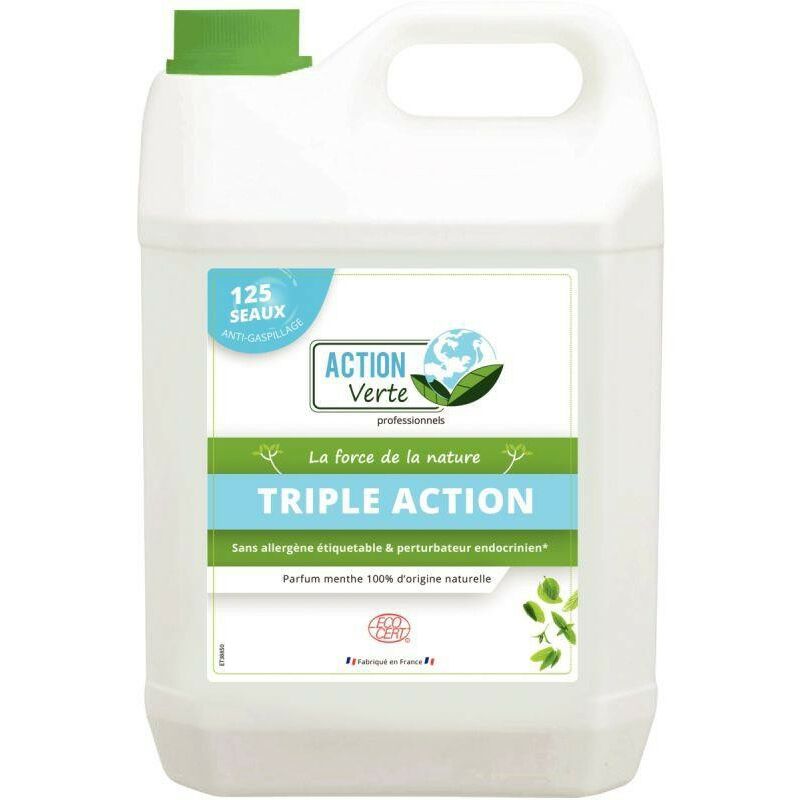 Action Verte - Bidon de 5 litres de nettoyant sols et surfaces triple action senteur menthe