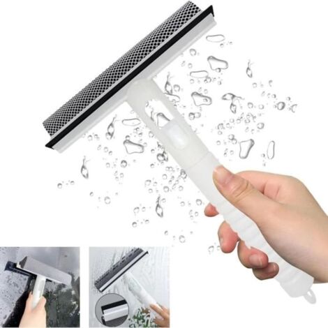 Nettoyant vitres 3 en 1 raclette en caoutchouc +éponge nettoyante+ réservoir à remplir avec du liquide nettoyant,Nettoyeur de vitres