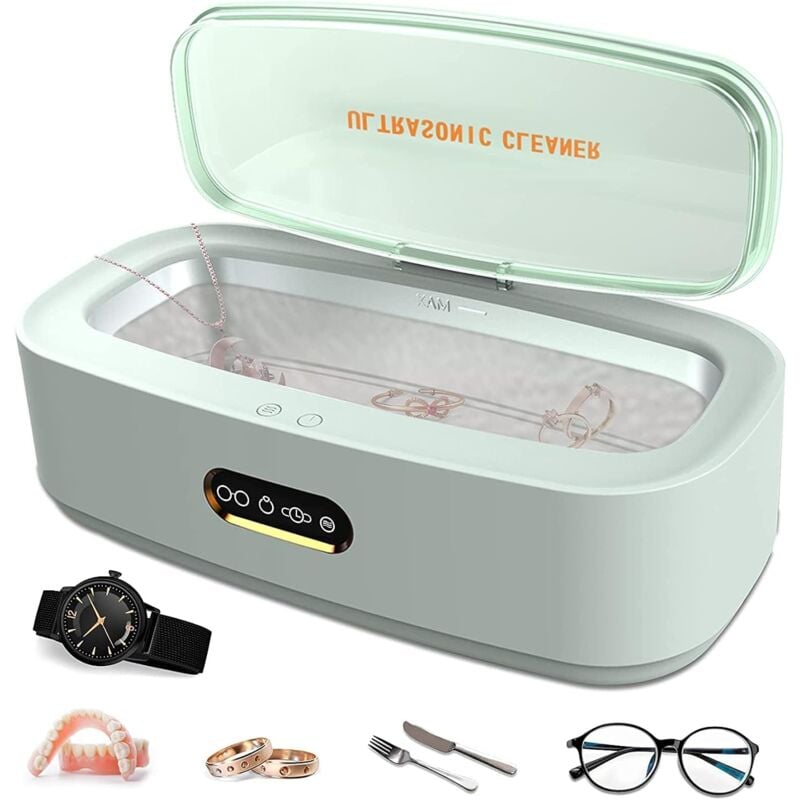 Nettoyeur à Ultrasons [300ml], Appareil de Nettoyage Ultrasons 45000 Hz, avec 4 Réglages du Temps pour Nettoyer les Bijoux, Montres, Lunettes,