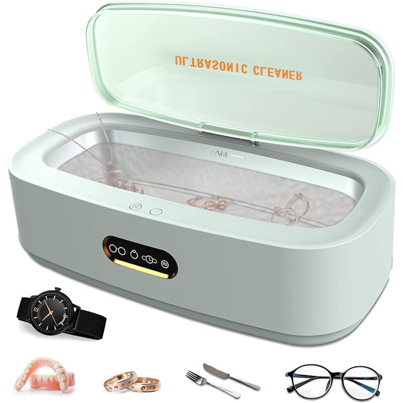 Nettoyeur à Ultrasons [300ml], Appareil de Nettoyage Ultrasons 45000 Hz, avec 4 Réglages du Temps pour Nettoyer les Bijoux, Montres, Lunettes,