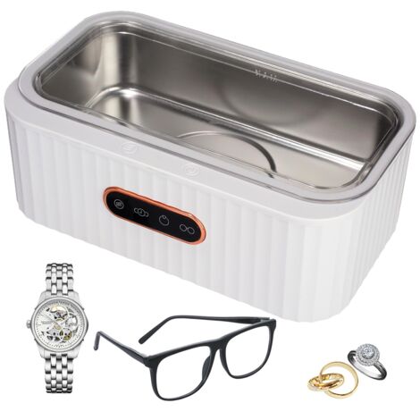 Nettoyeur à ultrasons 400 ml – Nettoyeur de lunettes et de bijoux 45 kHz avec 4 modes, cuve en acier inoxydable, silencieux, portable – Nettoyage professionnel pour montres, bagues