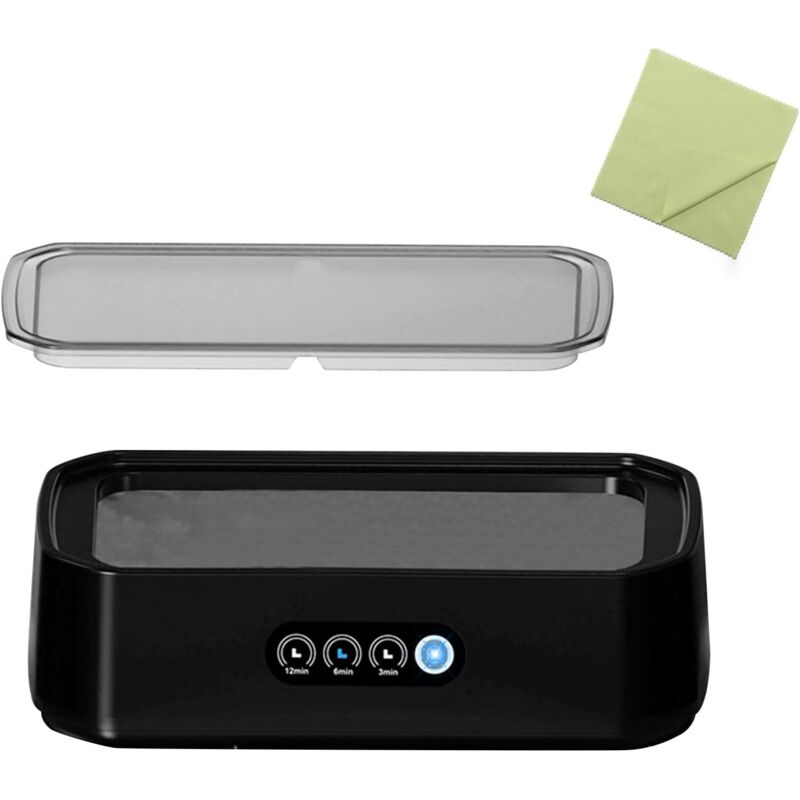 Nettoyeur à ultrasons 49000Hz, machine à laver à ultrasons 650 ml avec 3 modes de nettoyage, nettoyeur à ultrasons avec chiffon de nettoyage pour