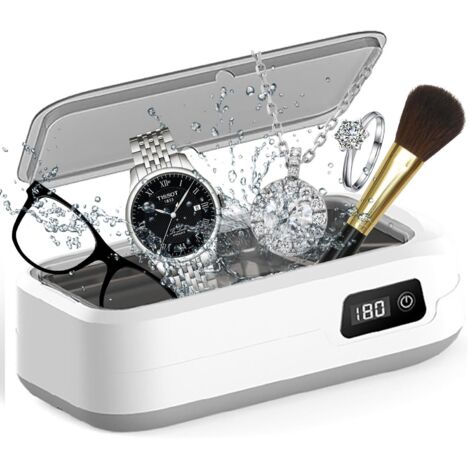 Nettoyeur à Ultrasons, 49000Hz Nettoyeur Ultrasons, 600mL Nettoyeur Ultrasonique, Nettoyeur Ultrasons Lunettes, avec 4 Timer Réglages, Affichage à LED, pour Bijoux, Bague, Dentaire, Argent