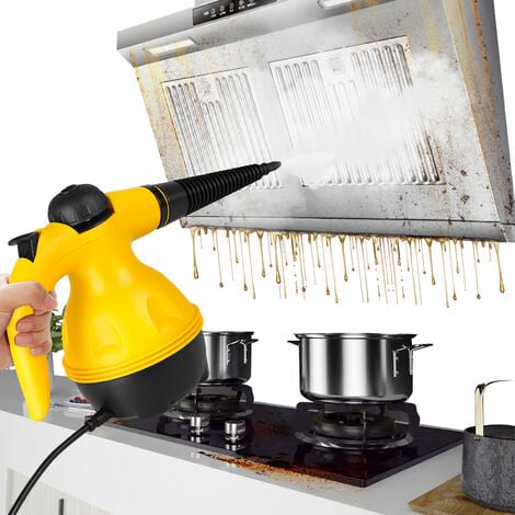 Nettoyeur à vapeur portable désinfectant, stérilise nettoie et dégraisse, avec 6 Accessoires, 350 ml Réservoir d'eau, Nettoyeur Vapeur à Main Portatif, Jaune
