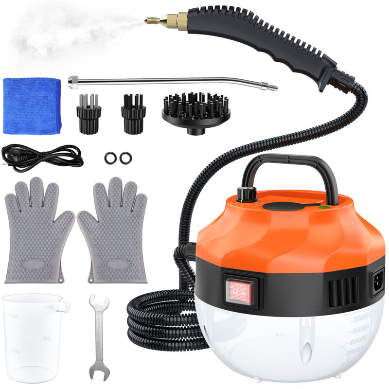 Nettoyeur à vapeur portatif 2500 W Machine de nettoyage à vapeur sous pression haute température avec têtes de brosse pour meubles de cuisine, salle