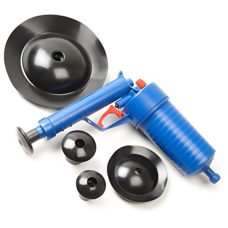 Nettoyeur Canalisations Haute Pression Pistolet Air Comprimé Outil Débouchage 3.5 BAR Sans Produits Chimiques 4 Embouts Inclus