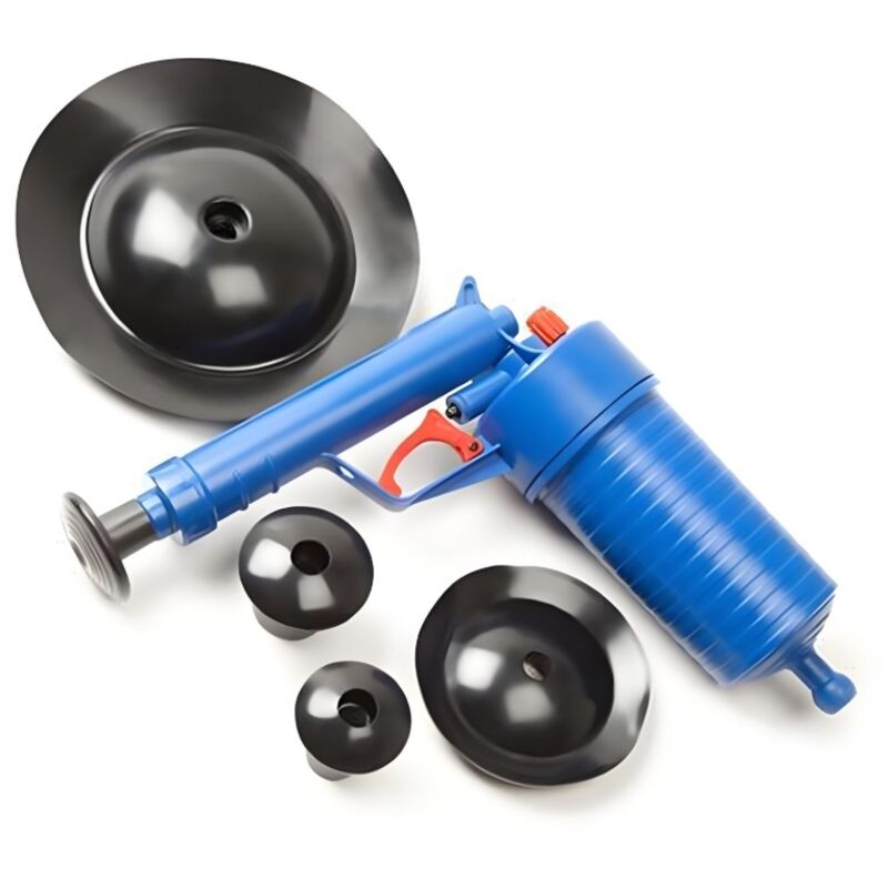 Nettoyeur Canalisations Haute Pression Pistolet Air Comprimé Outil Débouchage 3.5 BAR Sans Produits Chimiques 4 Embouts Inclus