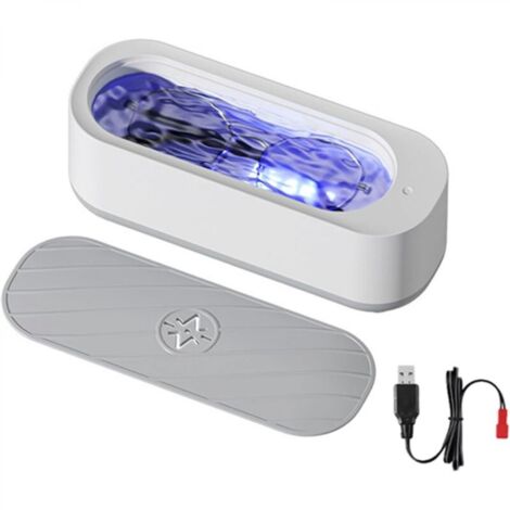Nettoyeur de à ultrasons portable, idéal pour nettoyer lunettes, bijoux, montres, pinceaux de maquillage, colliers, etc. Fonctionne avec 2 piles AA.