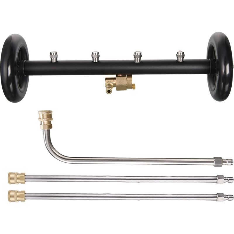 Nettoyeur de châssis à double fonction, nettoyeur de surface pour nettoyeur haute pression, 16 pouces, balai à eau pour lavage de carrosserie avec 3