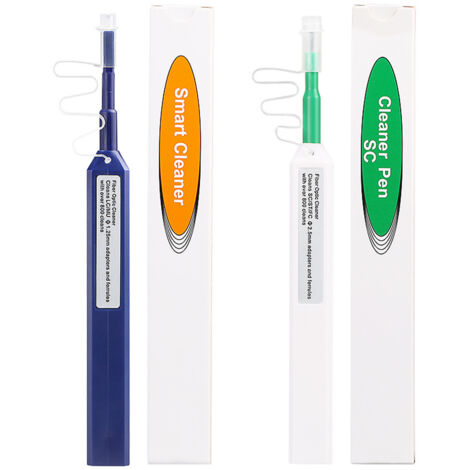 Nettoyeur de connecteurs fibre optique, 2 stylos - Pour SC/FC/ST/E2000 (2.5mm) et LC/MU (1.25mm) - Réutilisable 800 fois