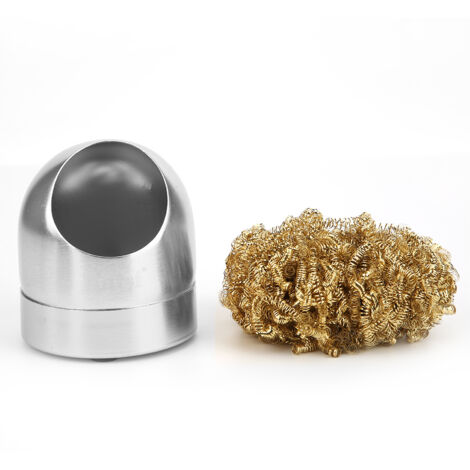Nettoyeur de fer à souder avec boule de fil et support pour embout de soudure, base argentée