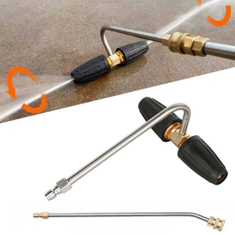 Nettoyeur de gouttière 3600 PSI 2 buses à turbine rotative + 1/4 Inch Quick Disconnect, nettoyeur à pression, outil de nettoyage de gouttière