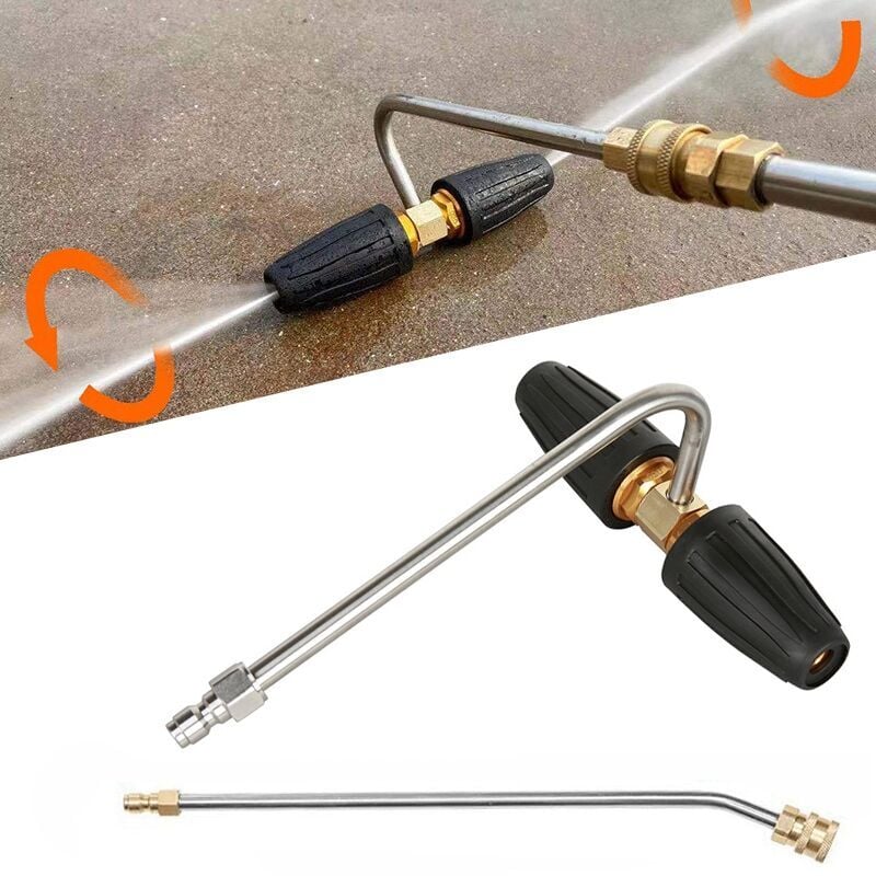SNQ - Nettoyeur de gouttière 3600 psi 2 buses à turbine rotative + 1/4 Inch Quick Disconnect, nettoyeur à pression, outil de nettoyage de gouttière