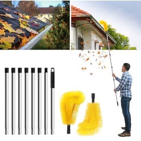 Nettoyeur de gouttière extensible 320cm - Set 8 nettoyeurs en fibre flexible pour débris/feuilles, acier + plastique