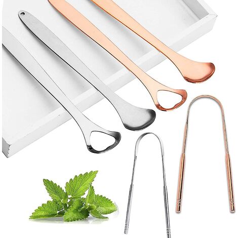 Nettoyeur de langue, lot de 6 grattoirs en acier inoxydable pour nettoyer la langue en métal contre le mauvais