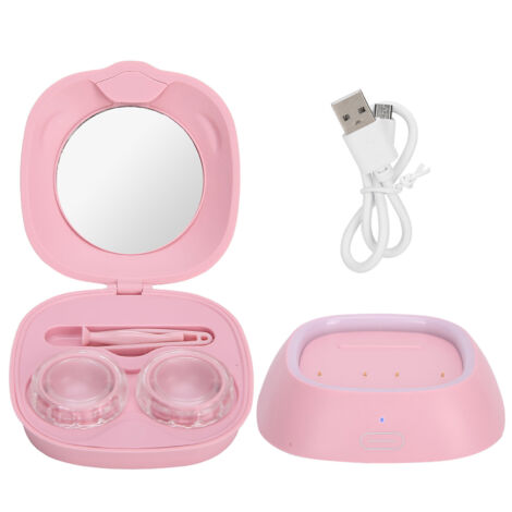 Nettoyeur de Lentilles de Contact Électrique Étanche USB Rose