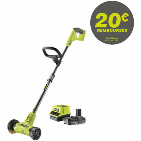 Nettoyeur de sol RYOBI 18V LithiumPlus OnePlus - Avec brosse métallique pour joints - 1 batterie 2.0 Ah - 1 chargeur - RY18PCA-120