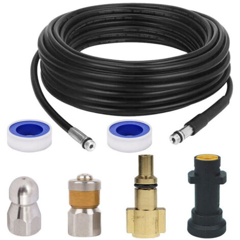 Nettoyeur de tuyau d'évacuation pour Kärcher, kit de nettoyage de tuyau d'évacuation pour nettoyeurs haute pression avec buse à jet et buse à jet rotative pour les séries Kärcher K2-K7 et LAVOR (20 m)