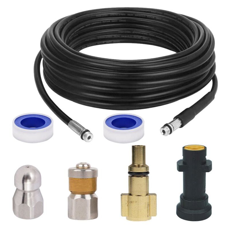 Rapanda - Nettoyeur de tuyau d'évacuation pour Kärcher, kit de nettoyage de tuyau d'évacuation pour nettoyeur haute pression avec buse à jet et buse