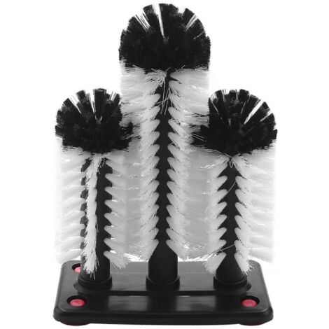 Nettoyeur de verres à 3 brosses avec ventouse, idéal pour les bars et cuisines (rouge).