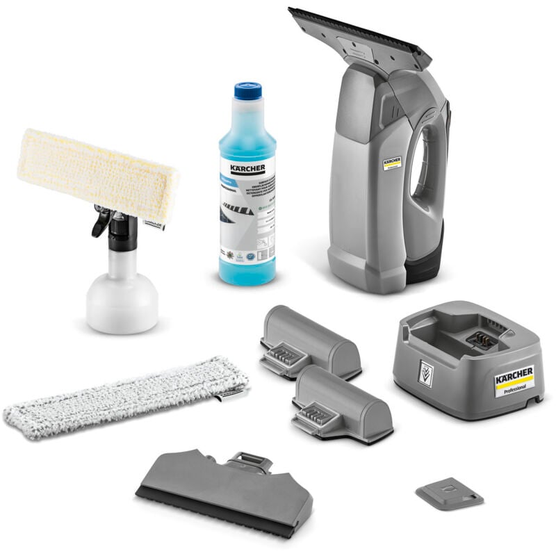 Karcher - Nettoyeur de vitres professionnel wvp 10 Adv , avec 2 batteries lithium amovibles, chargeur rapide, raclette petits carreaux, réservoir