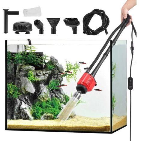 Nettoyeur Électrique pour Aquarium, 6 en 1 Aspirateur de Gravier pour Aquarium, 28W Nettoyage Changeur D'eau Automatique, pour Changement D'eau,Nettoyage du Sable,Élimination de la Saleté,Filtrage