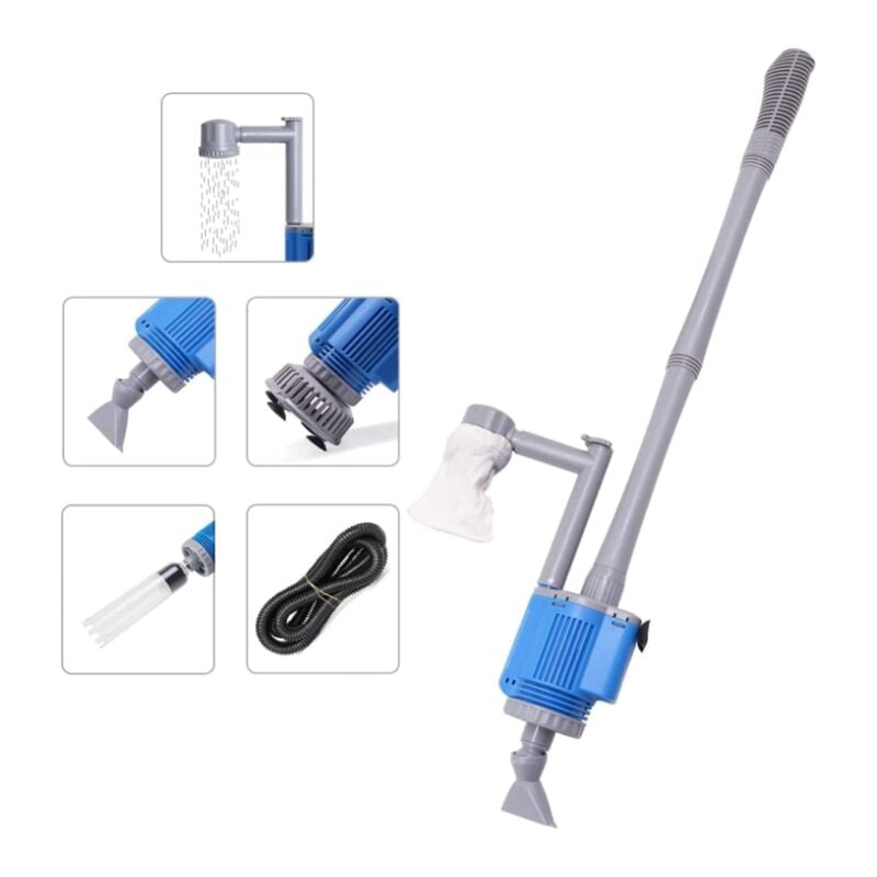 Memkey - Nettoyeur électrique pour Aquarium, avec changeur d'eau Laveur de Sable Nettoyage des débris Filtre à Eau Douche à Eau débit d'eau 5 en 1