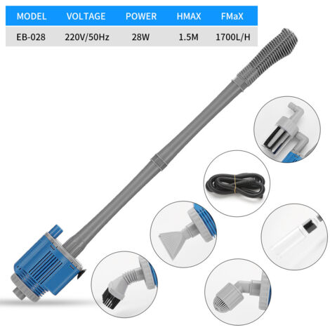 Nettoyeur électrique pour Aquarium, avec changeur d'eau Laveur de Sable Nettoyage des débris Filtre à Eau Douche à Eau débit d'eau 5 en 1 Kit de Nettoyage de Gravier Multifonction,28W,220V