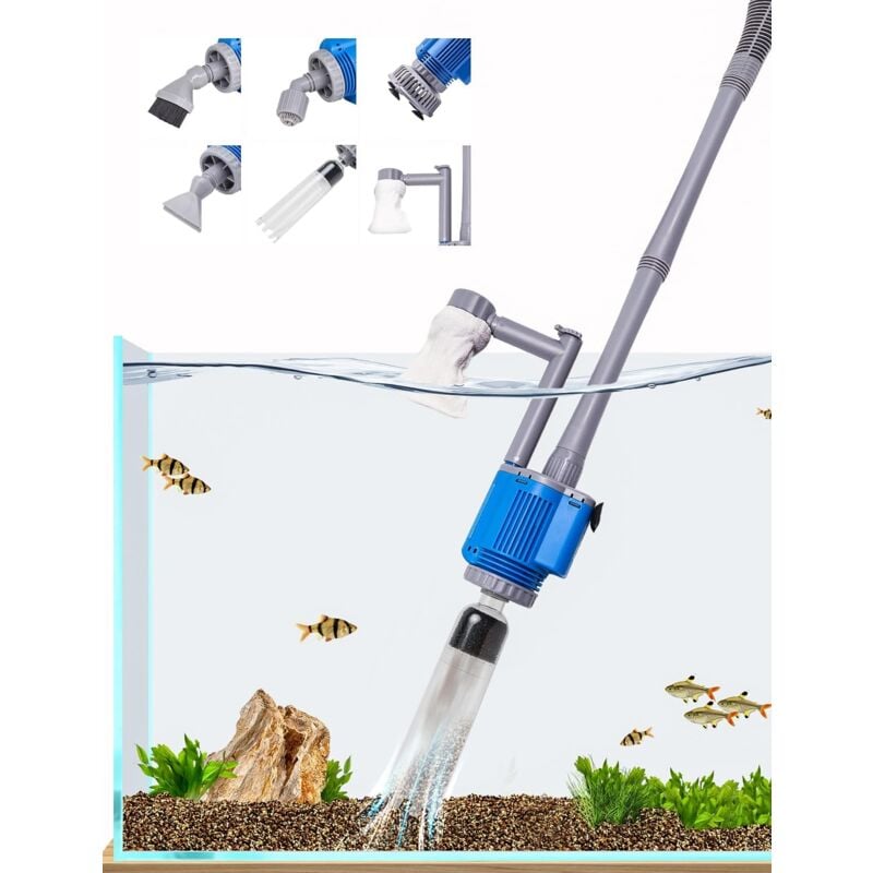 Nettoyeur électrique pour Aquarium, avec changeur d'eau Laveur de Sable Nettoyage des débris Filtre à Eau Douche à Eau débit d'eau 6 en 1 Kit de