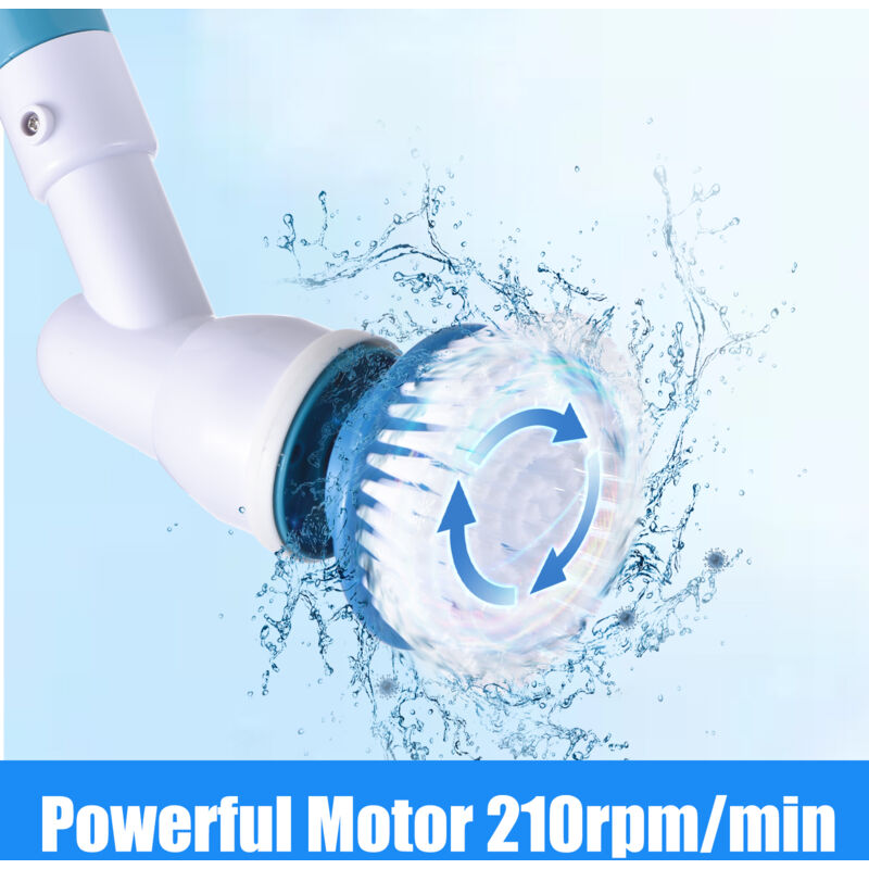 Nettoyeur Électrique Rotatif sans Fil - pour Salle de Bain, Baignoire, Sols et Angles, avec 3 Têtes de Brosse et Manche Extensible, Idéal pour