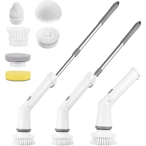 【Nettoyeur électrique rotatif】- Spin Scrubber manuel sans fil avec batterie 2000mAh - 2 vitesses, flexible ABS, 6 buses pour sols carrelés et sanitaires