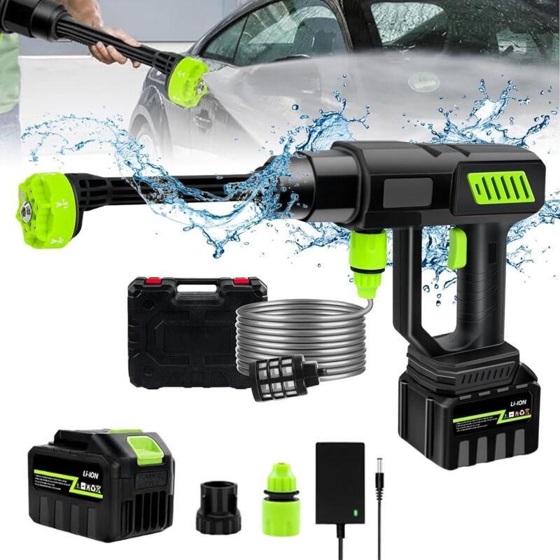 Ineasicer - Nettoyeur Haute Pression, 120 Bar Nettoyeur Haute Pression sans Fil, Pistolet Nettoyeur Portable De Nettoyeur Haute Pression, Tuyau 5m,
