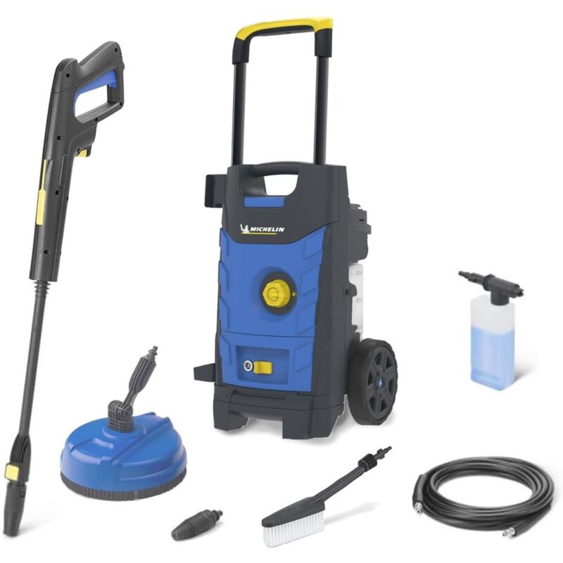 Nettoyeur Haute Pression 140 Bar 1900W Avec Nettoyeur de sols et brosse fixe 460 l/h Eau froide Michelin