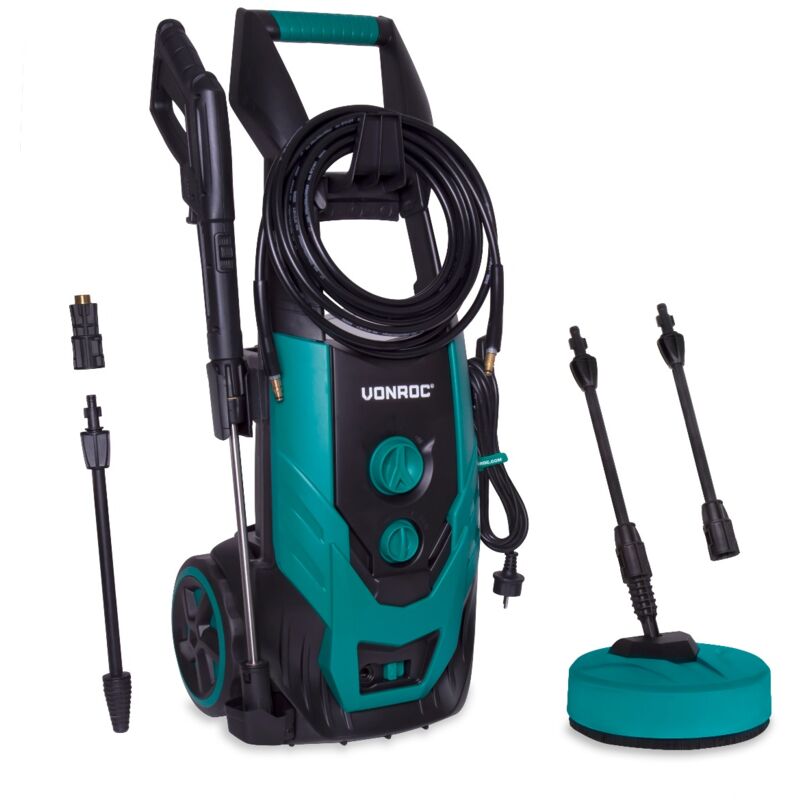 Vonroc - V22-2 Nettoyeur Haute Pression 2200W – 170 bar - Réservoir de Détergent Réglable - Débit 450L/h, 50° max. - Tuyau, Pistolet, Buses, Lance de