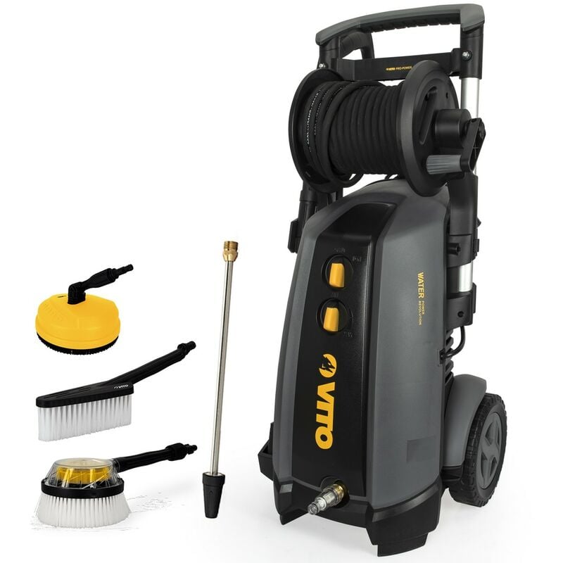 Nettoyeur haute pression 180 bars 3000W Moteur à induction Tuyau 8 m Lance turbo + 3 Brosses Réservoir détergent WR4 Vito