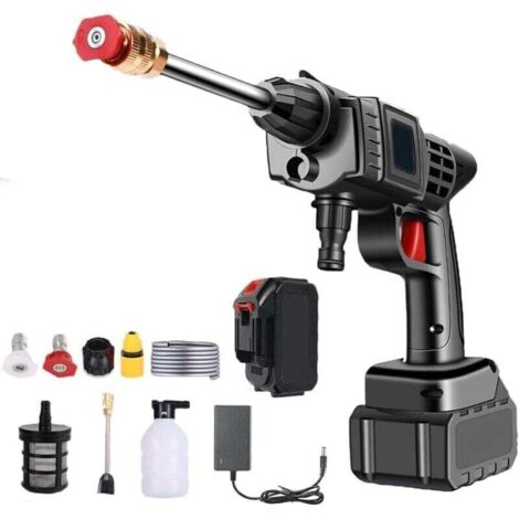 Nettoyeur Haute Pression, 21V Nettoyeur Haute Pression sans Fil Portable avec 5m Tuyau, Régulation Intelligente de la Pression, Longue Durée de Vie, pour Voiture, Terrasse, Fenêtre, Pelouse, Pet