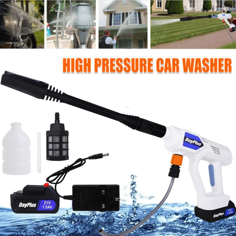 Dayplus - Nettoyeur haute pression 21v pistolet portable nettoyeur à eau avec 2 batteries