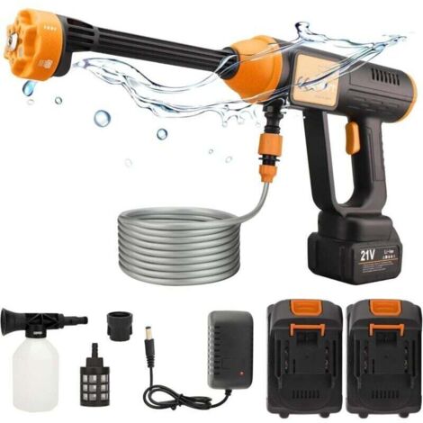 Nettoyeur Haute Pression 30bar Sans Fil - Portable avec Kit 6-en-1 - Voiture, Maison, Jardin - Facile à Utiliser
