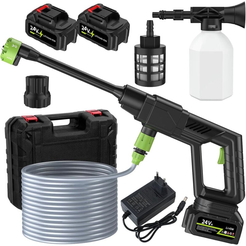 Aimoonsa - Nettoyeur haute pression électrique 500PSI avec 6 Bus en 1 2 nettoyeurs Haute Pression Rechargeables à Batterie (24VH)